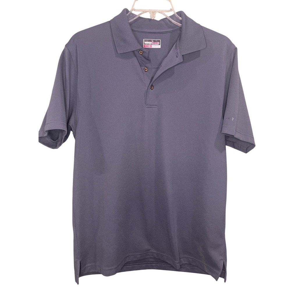 Grand Slam Performance Mens Large Blue Gray Micro Stripe Short Sleeve Golf Polo